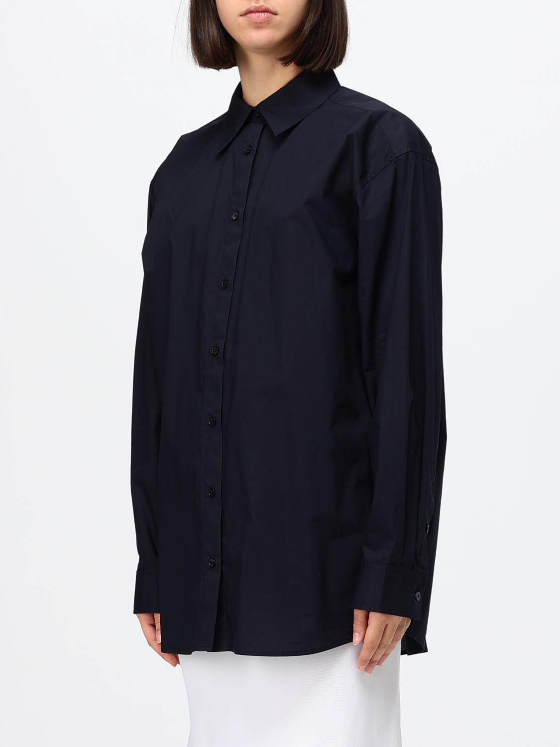 TOTEME SHIRT: Relaxed Fit Shirt Toteme in Cotton Poplin with Dropped Shoulders, Blue - Img 4