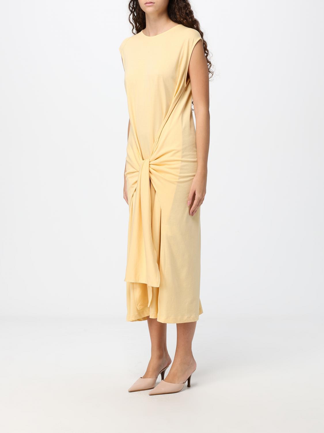 TOTEME VESTIDO: Vestido midi de tubo TOTEME de jersey sin mangas con nudo y encaje, Beige - Img 3