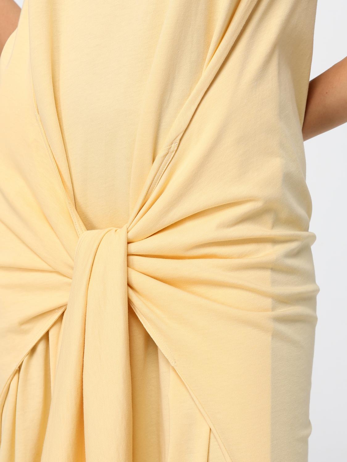 TOTEME VESTIDO: Vestido midi de tubo TOTEME de jersey sin mangas con nudo y encaje, Beige - Img 4