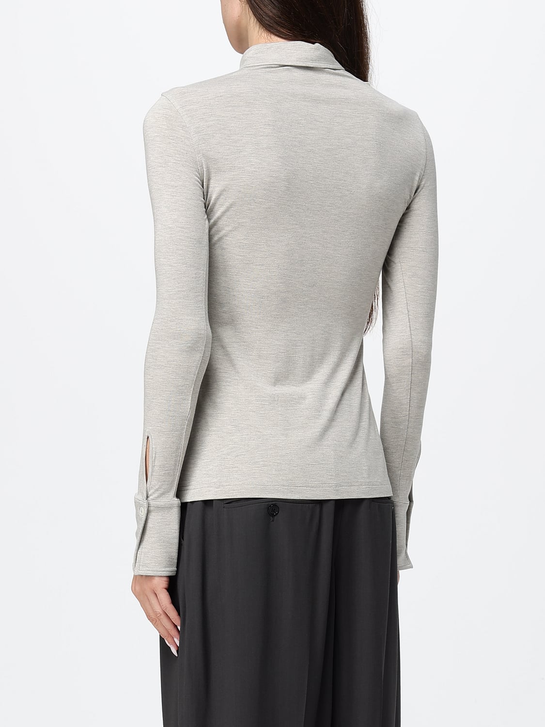 TOTEME CAMICIA: Camicia a maniche lunghe Toteme in maglia di jersey con vestibilità slim, Grigio - Img 3