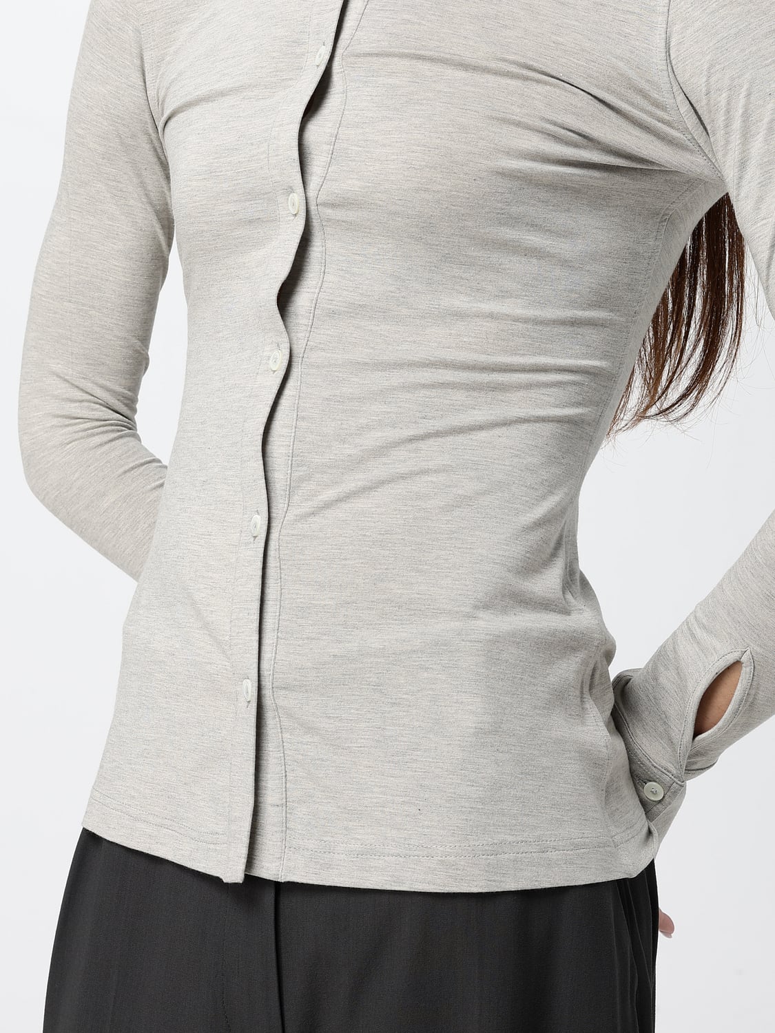 TOTEME CAMICIA: Camicia a maniche lunghe Toteme in maglia di jersey con vestibilità slim, Grigio - Img 5