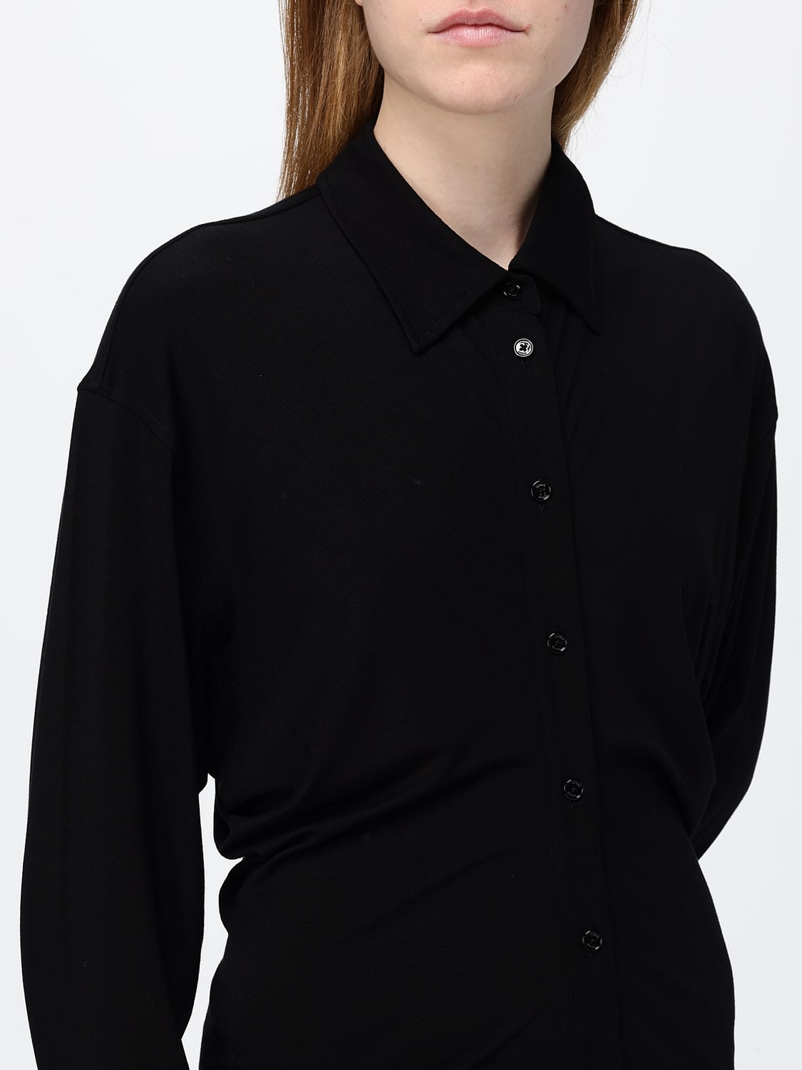 TOTEME VESTIDO: Vestido camisero midi Toteme de viscosa con manga larga y cuello clásico, Negro - Img 4
