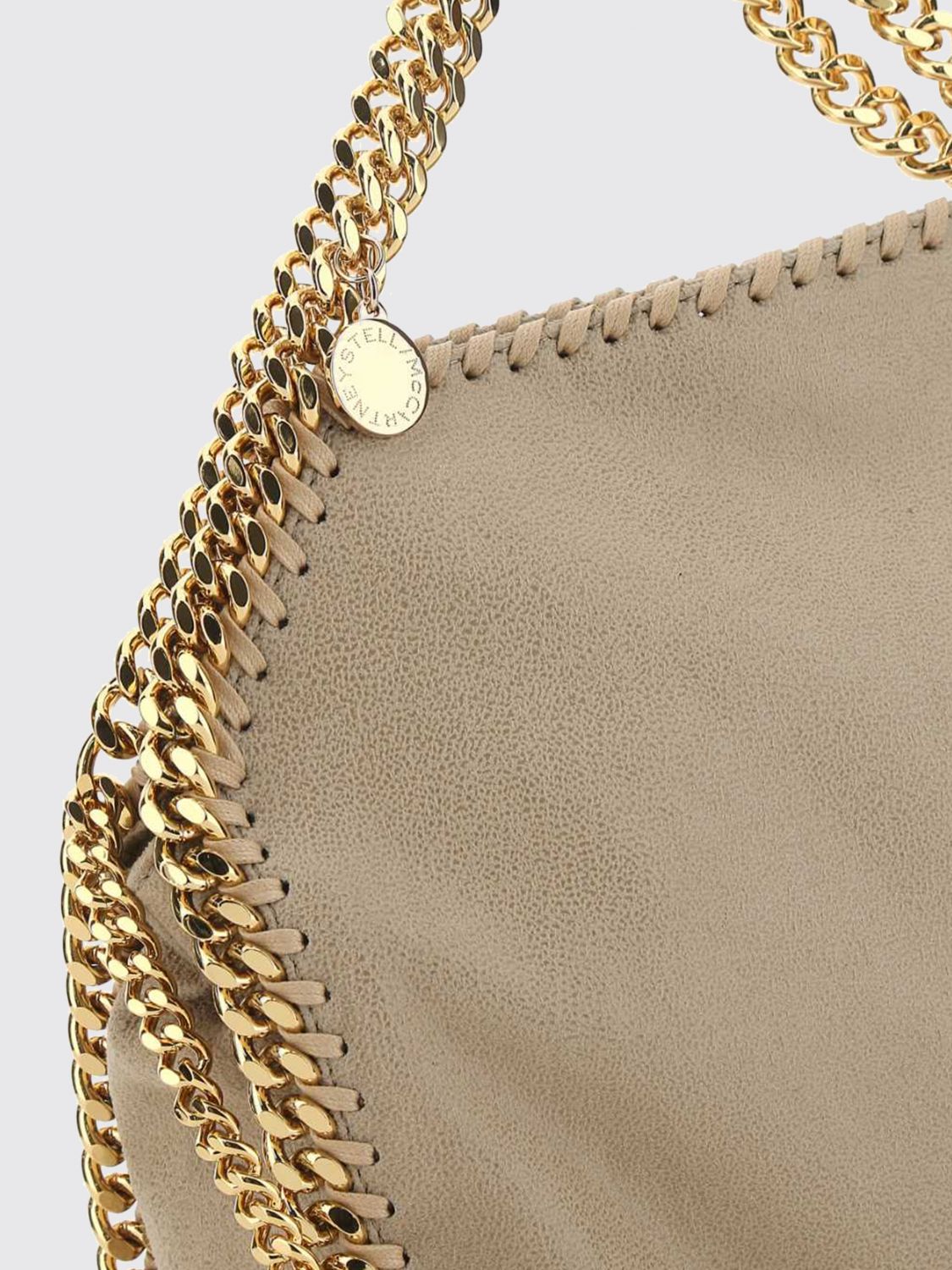 STELLA MCCARTNEY BORSA A MANO: Borsa a mano Falabella piccola Stella McCartney con profili a catena, Burro - Img 3