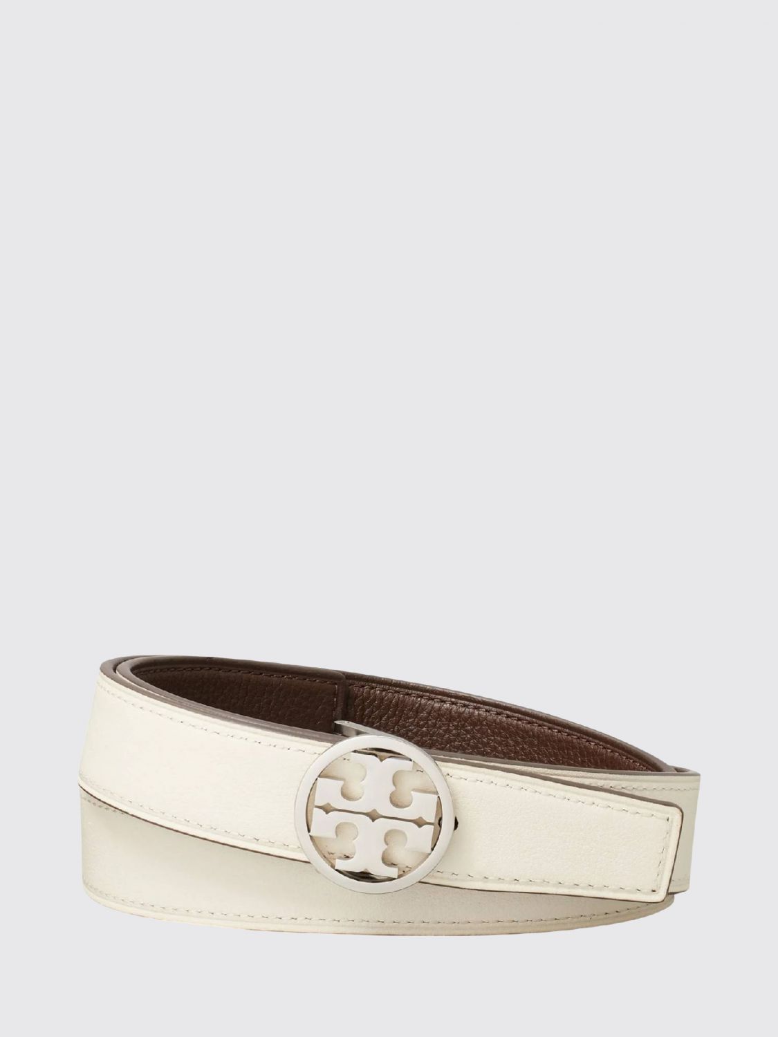 TORY BURCH BELT: Miller Reversible Cowhide Leather Belt Tory Burch with Double T Buckle, Dark - Img 2