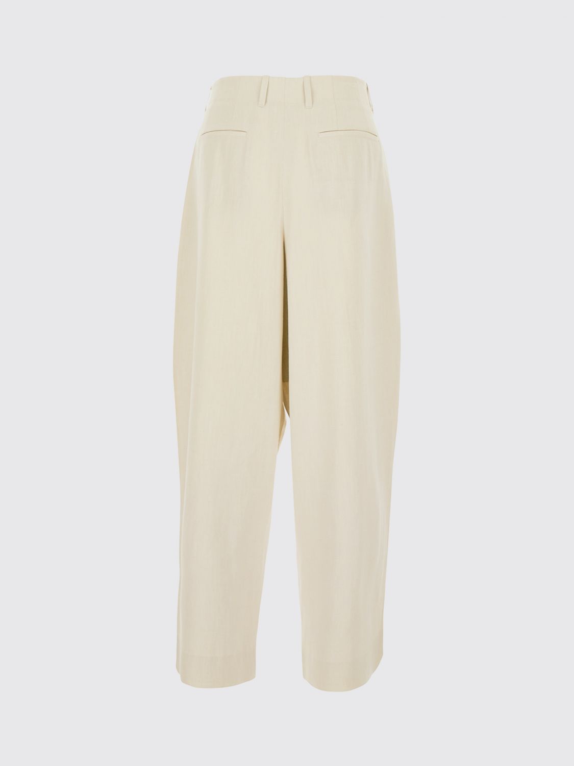 MAISON KITSUNÉ 팬츠: MAISON KITSUNÉ Marc 스트레이트 레그 테일러드 트라우저 리넨 블렌드, 화이트 - Img 3