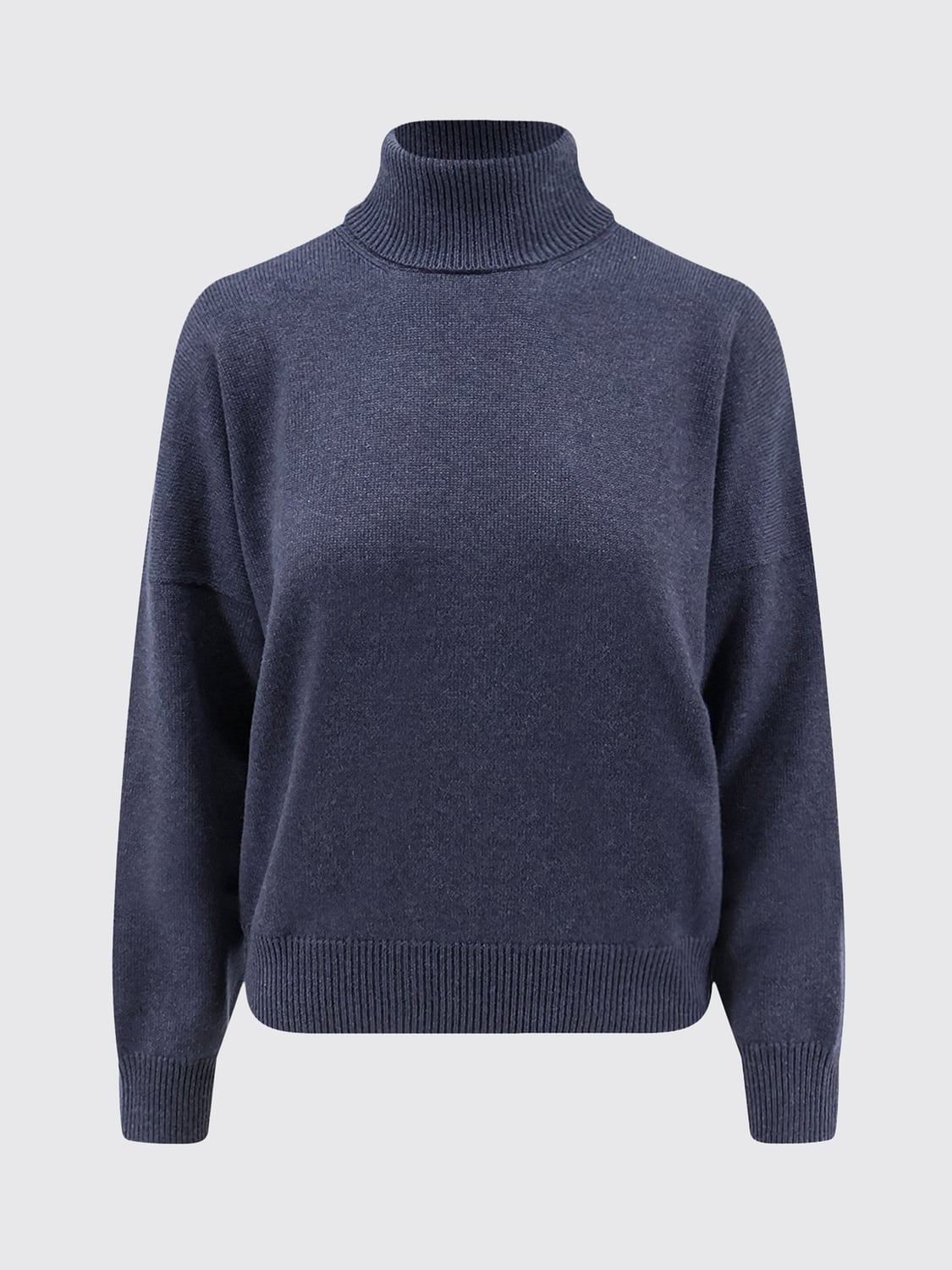 BRUNELLO CUCINELLI PULLOVER: Langärmeliger Rollkragenpullover aus 100 % Kaschmir von Brunello Cucinelli mit Rippbündchen, Navy - Img 2