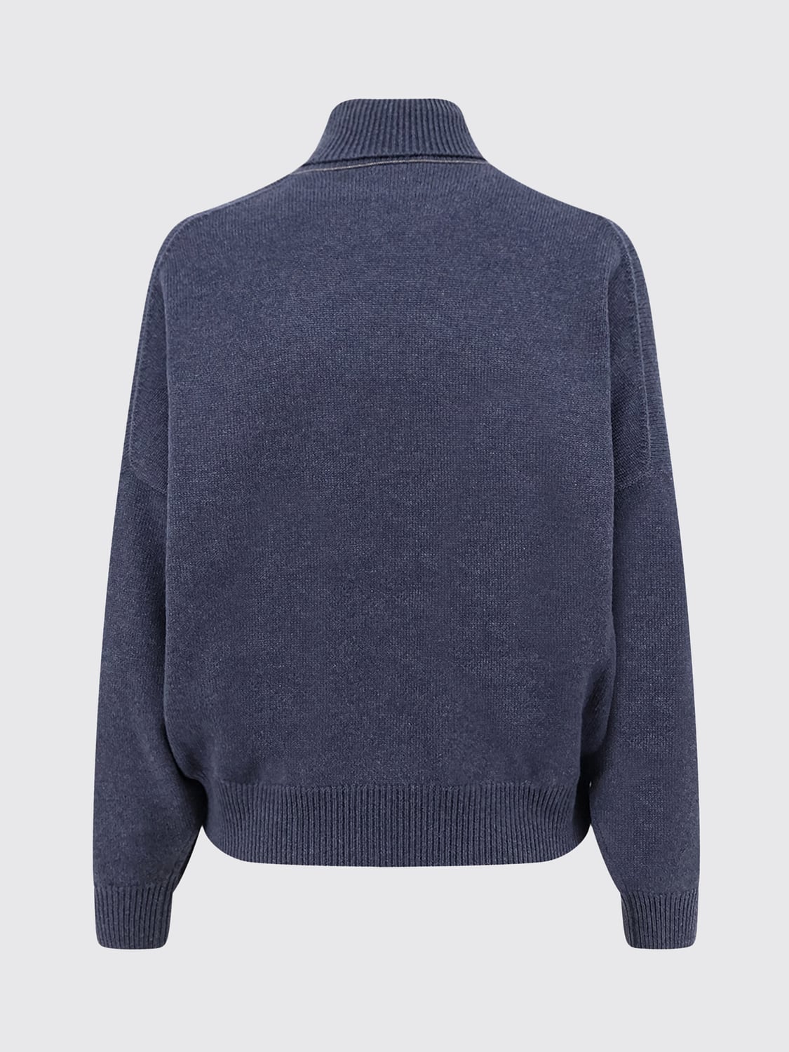 BRUNELLO CUCINELLI PULLOVER: Langärmeliger Rollkragenpullover aus 100 % Kaschmir von Brunello Cucinelli mit Rippbündchen, Navy - Img 3