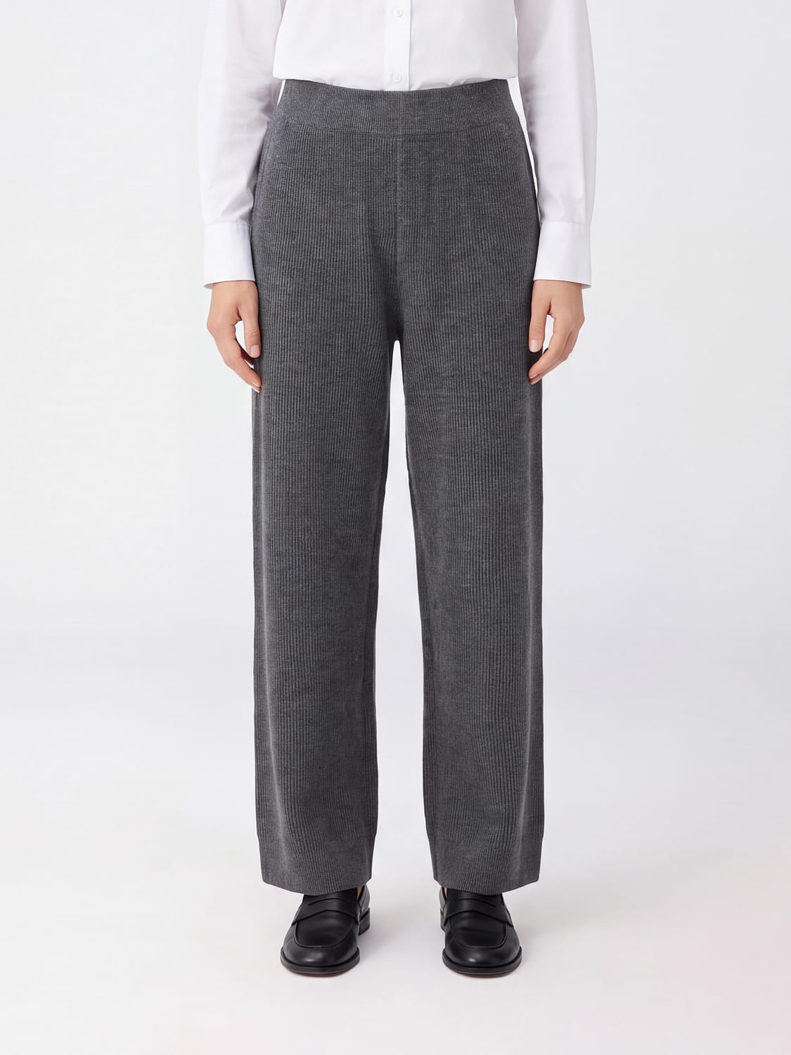 BRUNELLO CUCINELLI HOSE: Hose mit geradem Bein von Brunello Cucinelli aus reinem Kaschmir mit hohem Gummibund, Lead - Img 1