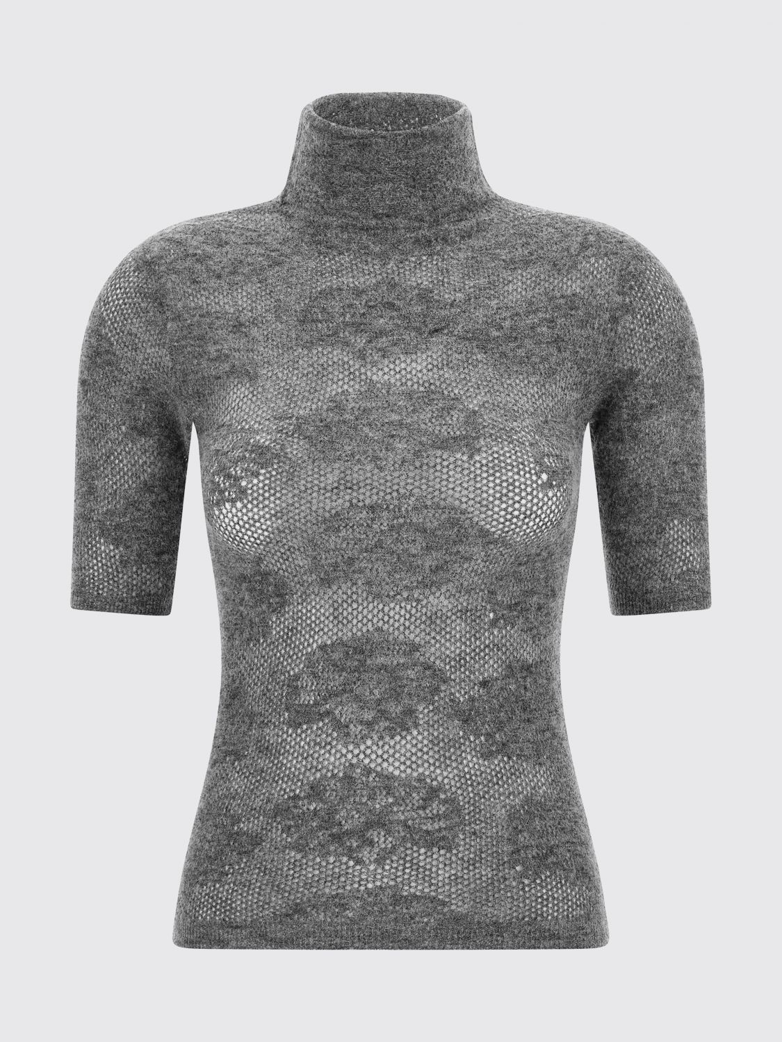 BRUNELLO CUCINELLI PULLOVER: Schmal geschnittener Pullover von Brunello Cucinelli mit Stehkragen aus Seide, Alpaka und Wolle, Grau - Img 2