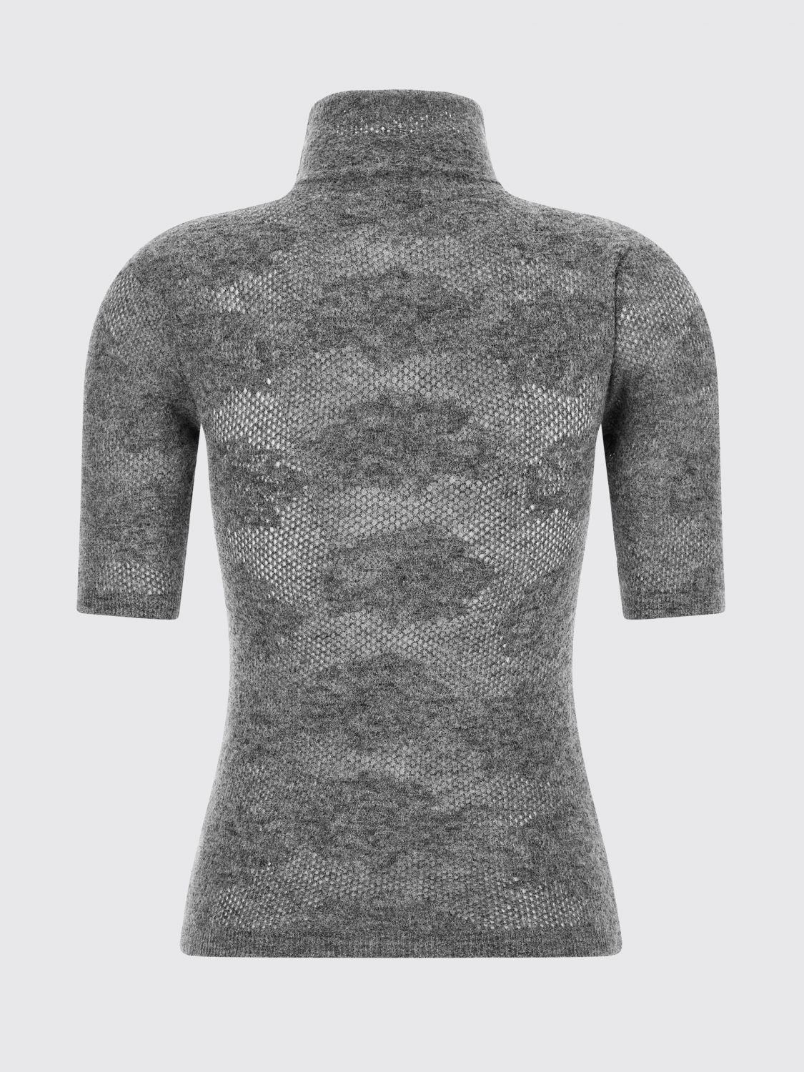BRUNELLO CUCINELLI PULLOVER: Schmal geschnittener Pullover von Brunello Cucinelli mit Stehkragen aus Seide, Alpaka und Wolle, Grau - Img 3