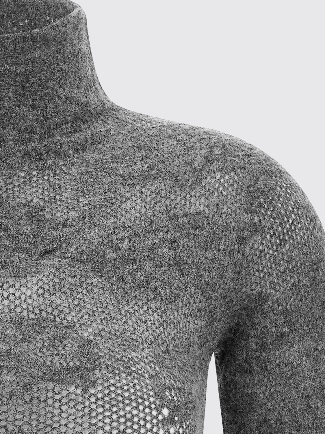 BRUNELLO CUCINELLI PULLOVER: Schmal geschnittener Pullover von Brunello Cucinelli mit Stehkragen aus Seide, Alpaka und Wolle, Grau - Img 4