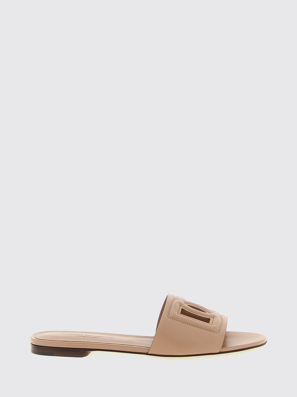 DOLCE & GABBANA SANDALEN MIT ABSATZ: Mules Dolce & Gabbana aus Leder mit DG-Monogramm und niedrigem Absatz, Beige - Img 1
