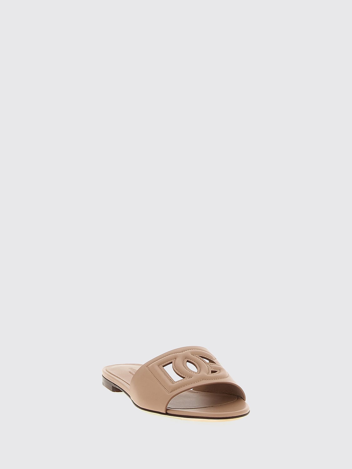 DOLCE & GABBANA SANDALEN MIT ABSATZ: Mules Dolce & Gabbana aus Leder mit DG-Monogramm und niedrigem Absatz, Beige - Img 2