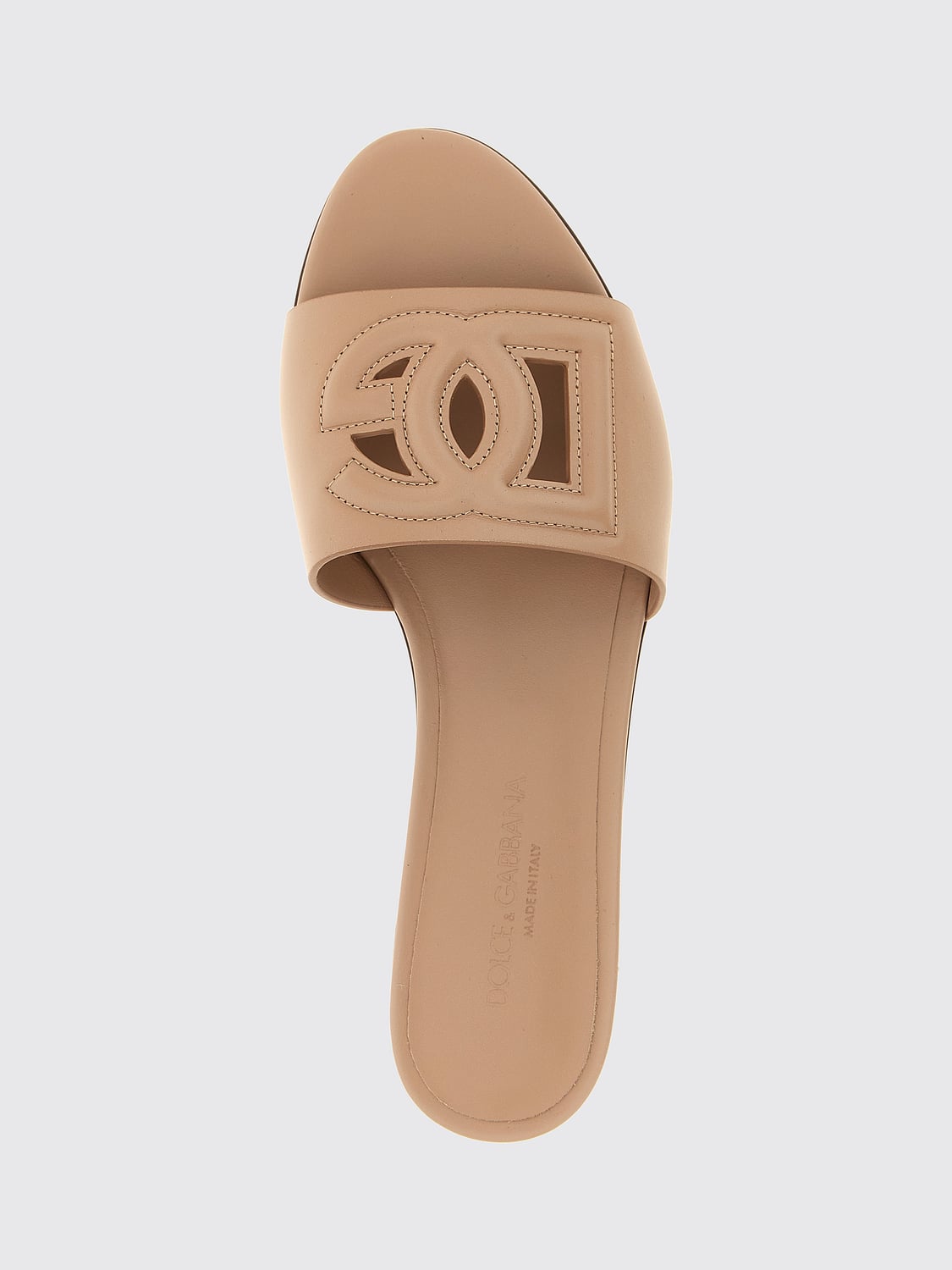 DOLCE & GABBANA SANDALEN MIT ABSATZ: Mules Dolce & Gabbana aus Leder mit DG-Monogramm und niedrigem Absatz, Beige - Img 4