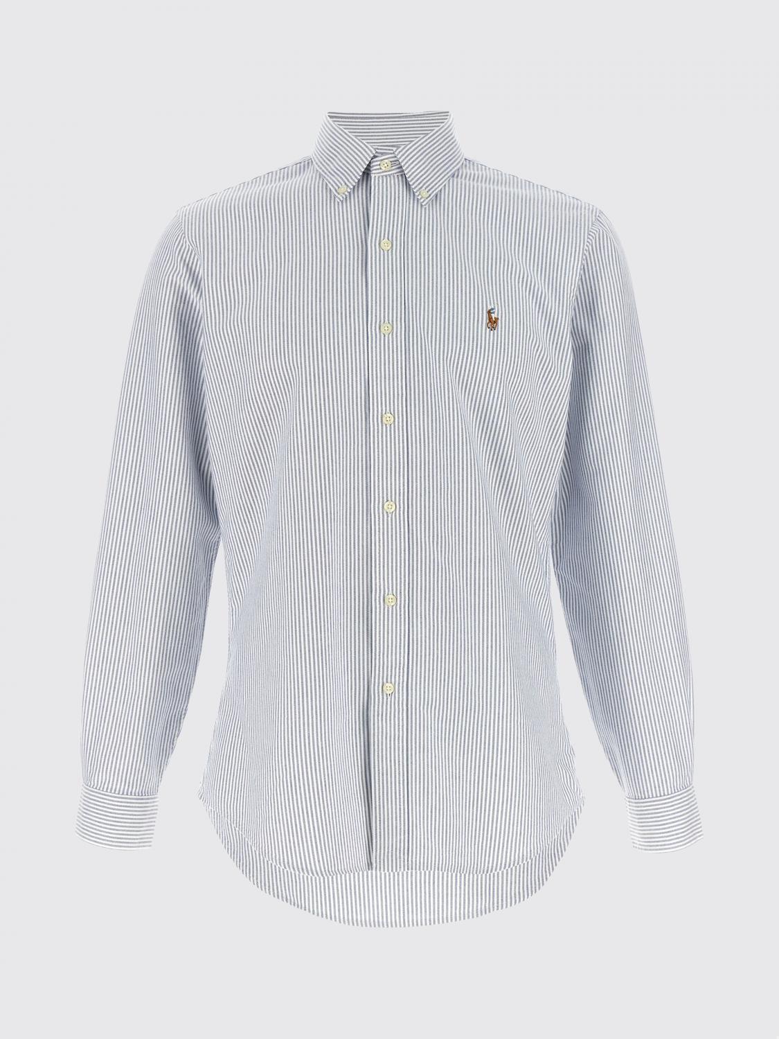 POLO RALPH LAUREN CAMICIA: Camicia a righe Polo Ralph Lauren slim fit in cotone con logo ricamato, Blue Navy - Img 2