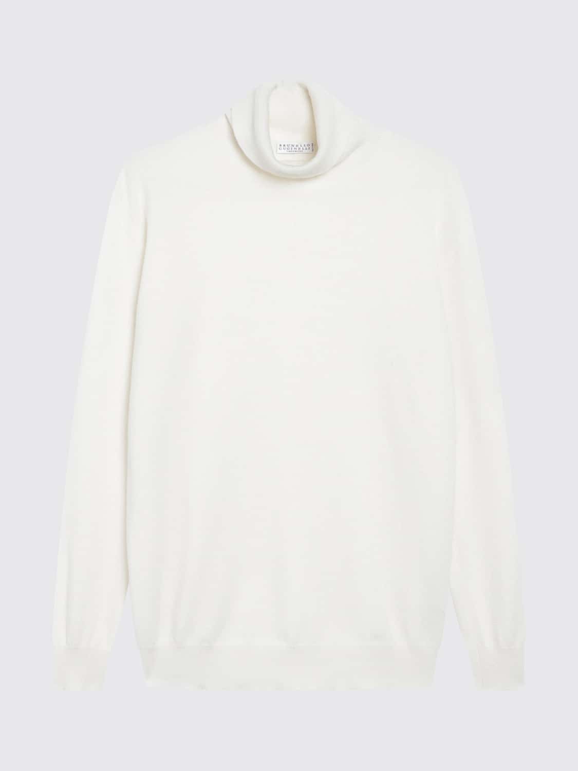 BRUNELLO CUCINELLI PULL: Pull à col roulé slim fit Brunello Cucinelli en pur cachemire, Blanc - Img 2