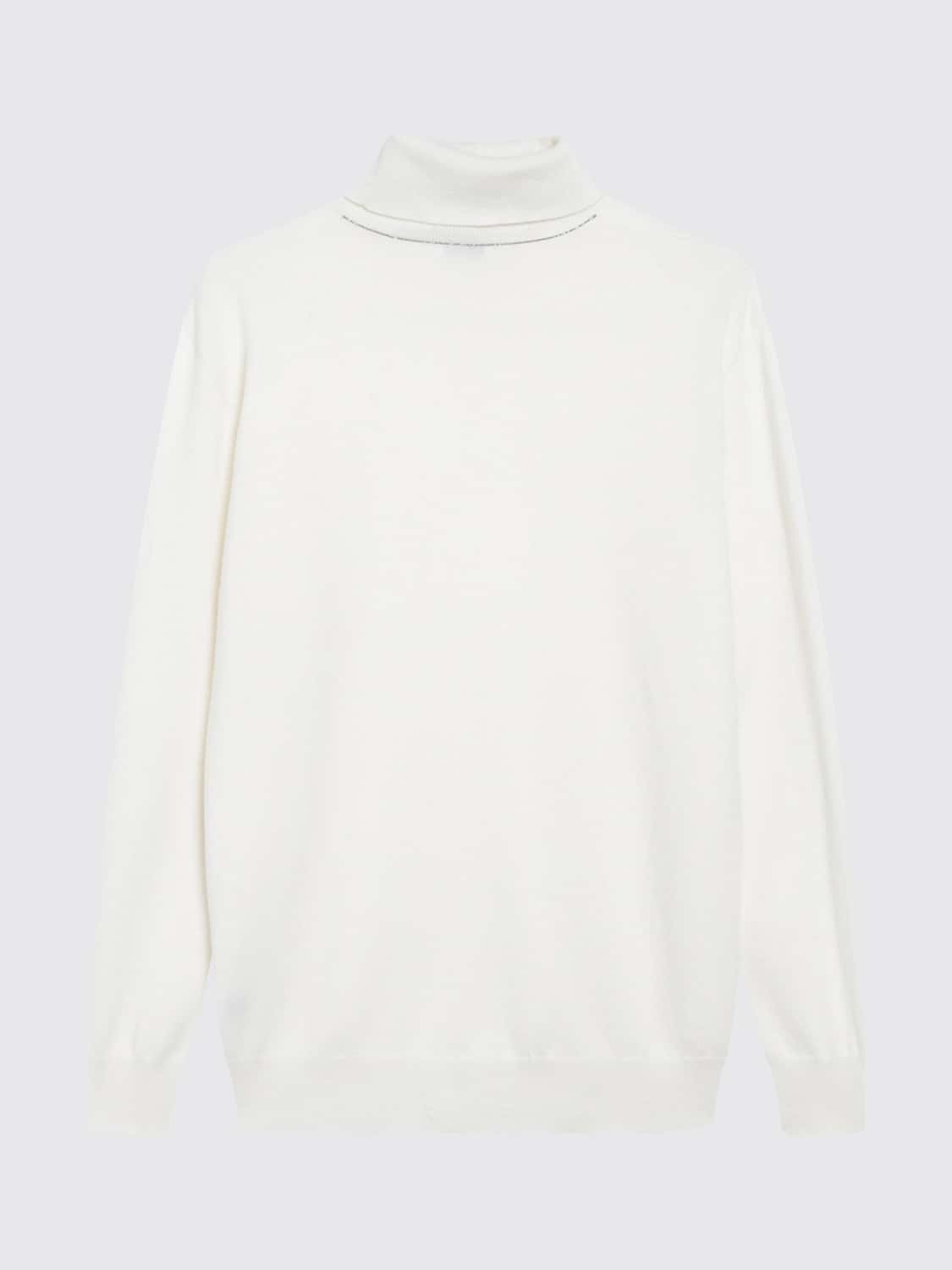 BRUNELLO CUCINELLI PULL: Pull à col roulé slim fit Brunello Cucinelli en pur cachemire, Blanc - Img 3