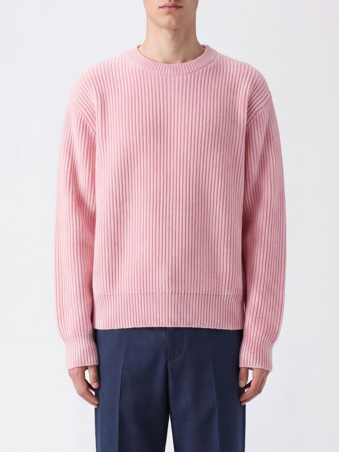 JIL SANDER PULL: Pull à col rond et manches longues Jil Sander en pure laine, Rose - Img 1