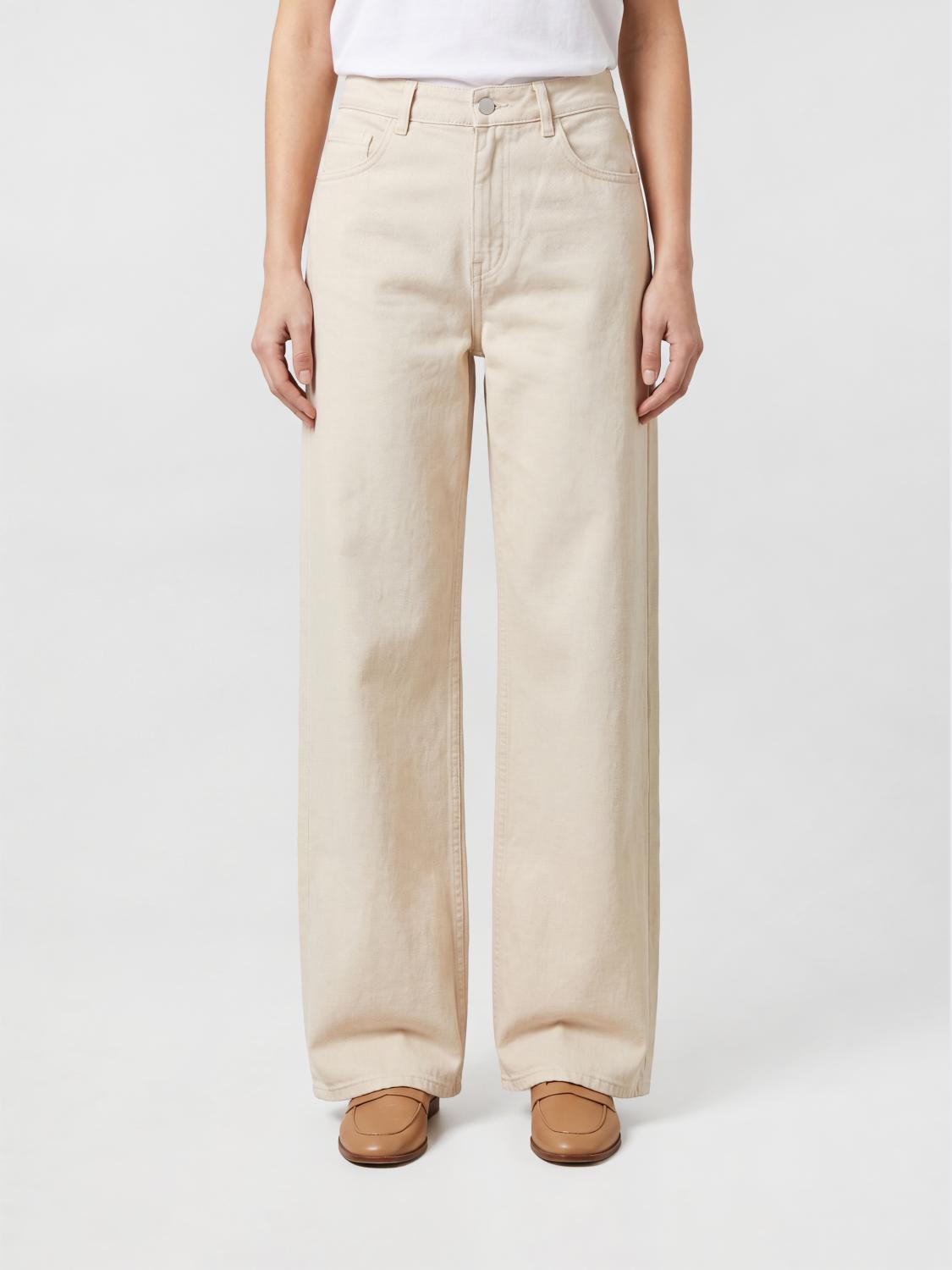 THE ROW JEANS: Jeans Eglitta THE ROW a gamba larga e vita alta in denim organico, Ecru - Img 1