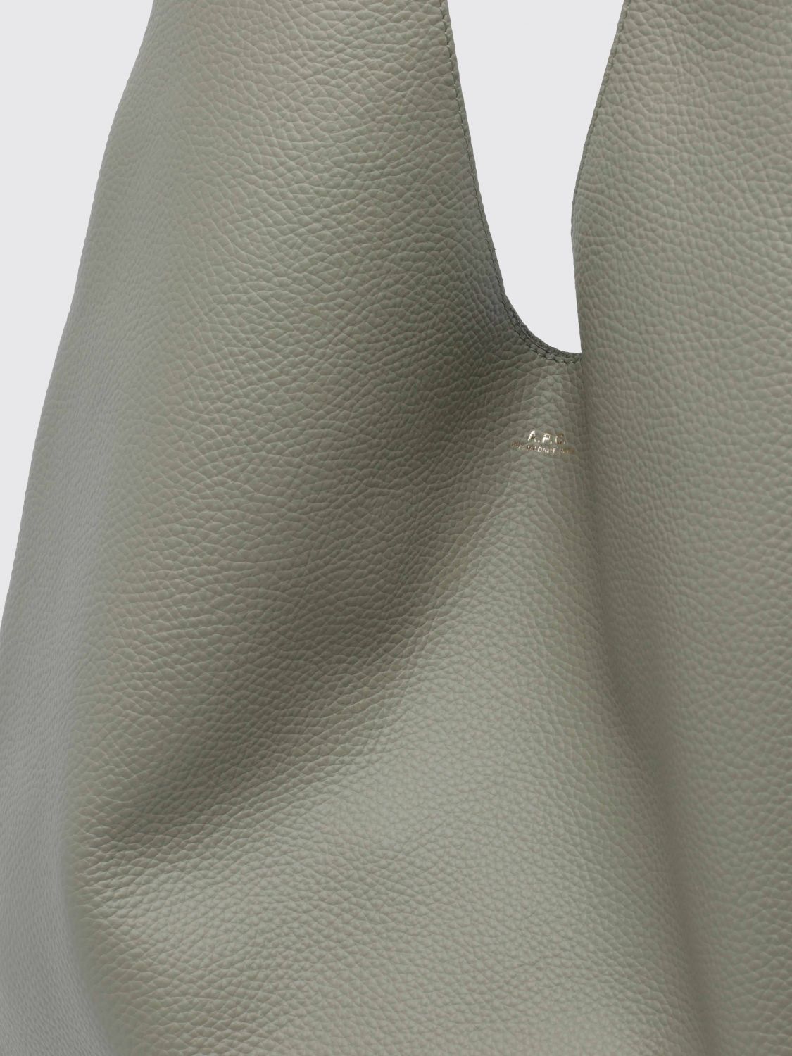 A.P.C. SHOULDER BAG: Le Neige Large Shoulder Bag A.P.C. in Grained Leather with Laminated Logo, Green - Img 3
