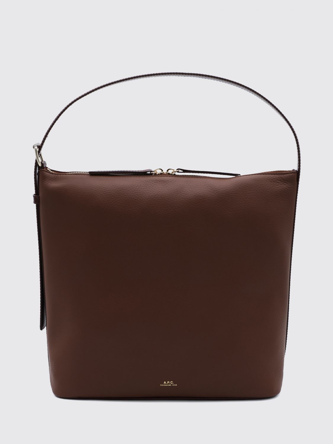 A.P.C. UMHÄNGETASCHE: Schultertasche Vera A.P.C. aus genarbtem Leder mit verstellbarem Griff und Reißverschluss, Haselnuss - Img 2