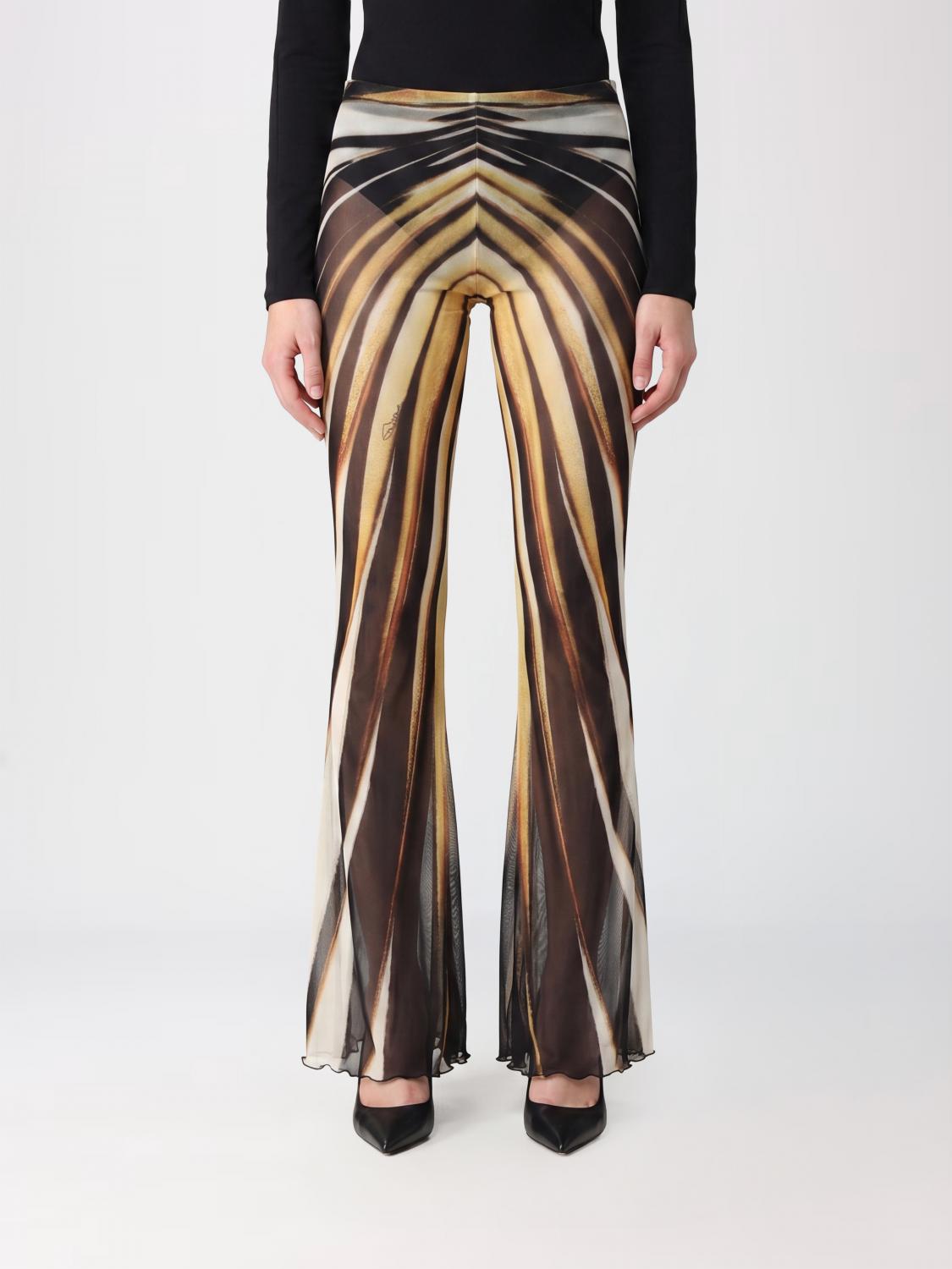 ROBERTO CAVALLI PANTALONI: Pantaloni a zampa Roberto Cavalli in jersey con stampa astratta, Giallo - Img 1