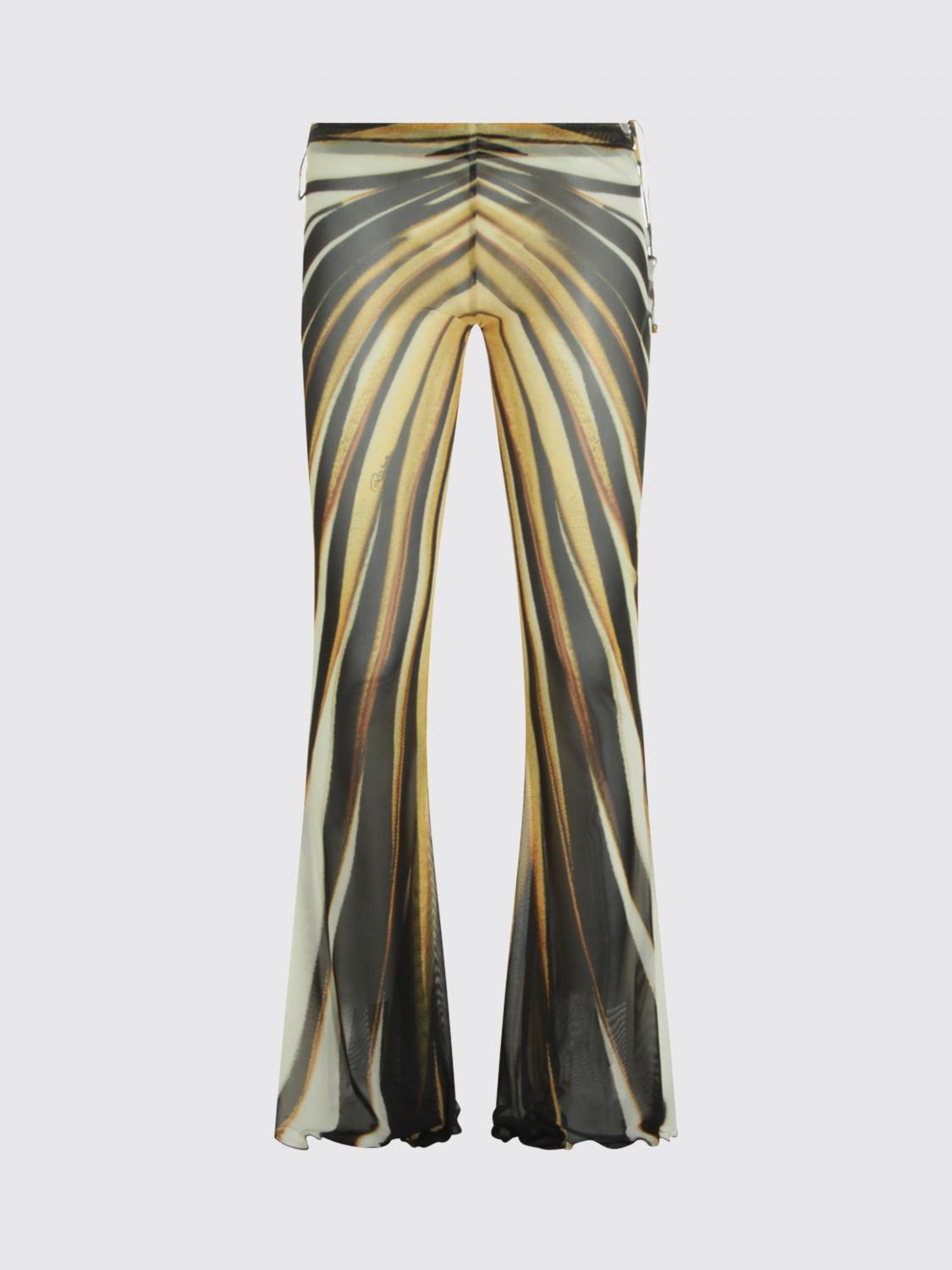 ROBERTO CAVALLI PANTALONI: Pantaloni a zampa Roberto Cavalli in jersey con stampa astratta, Giallo - Img 2
