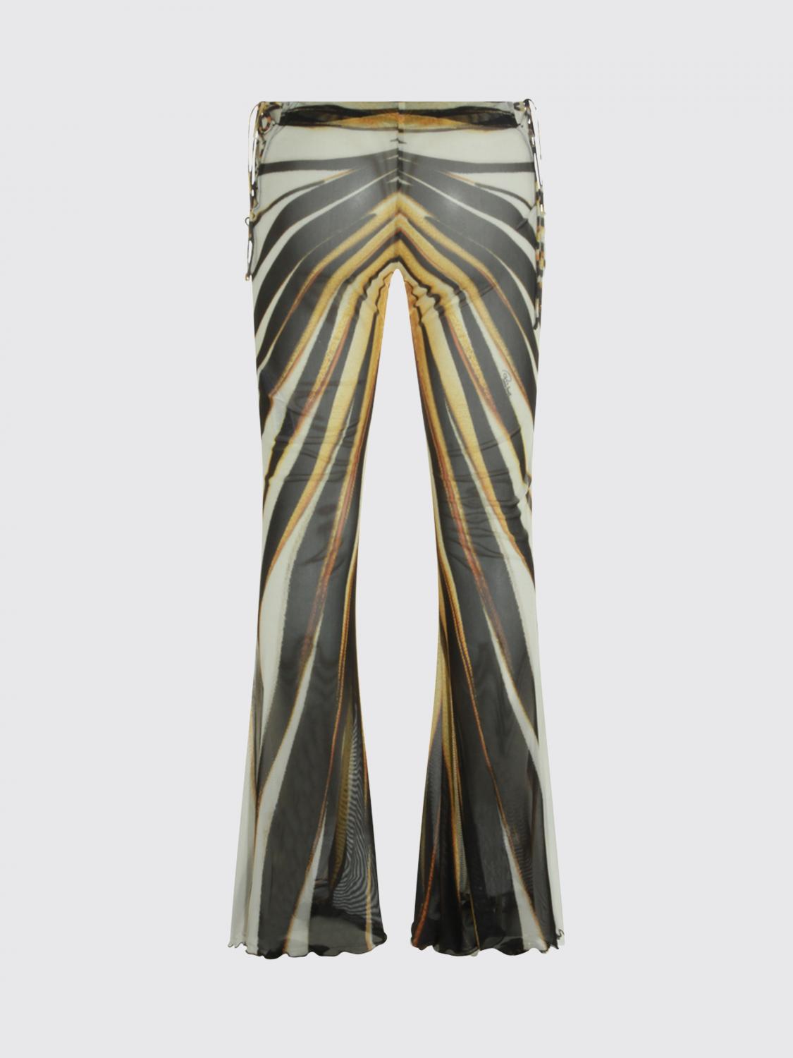 ROBERTO CAVALLI PANTALONI: Pantaloni a zampa Roberto Cavalli in jersey con stampa astratta, Giallo - Img 3