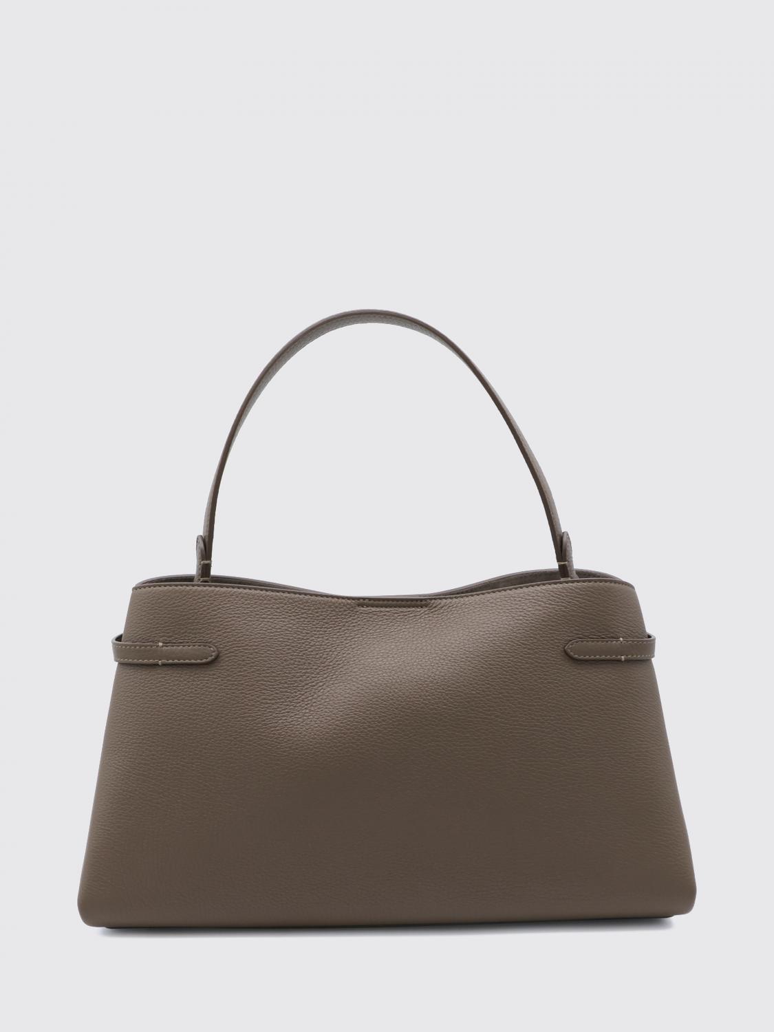BRUNELLO CUCINELLI BORSA A SPALLA: Borsa a spalla Brunello Cucinelli in pelle con manico piatto e chiusura magnetica, Fango - Img 2