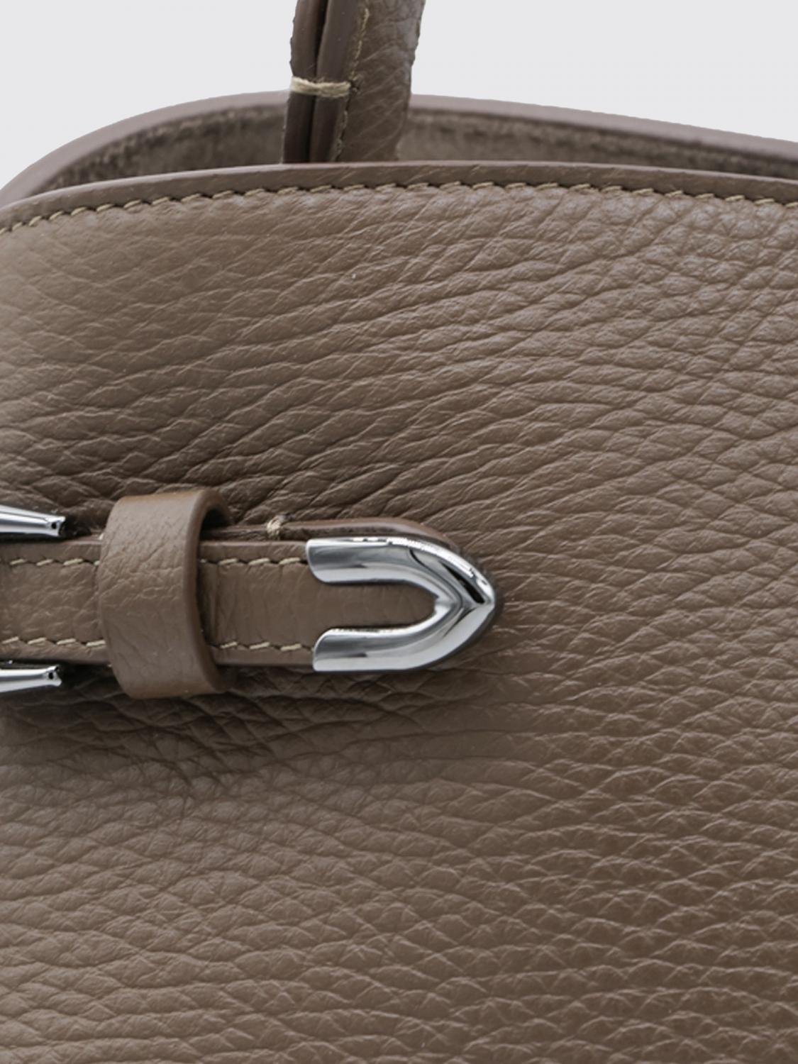 BRUNELLO CUCINELLI BORSA A SPALLA: Borsa a spalla Brunello Cucinelli in pelle con manico piatto e chiusura magnetica, Fango - Img 4
