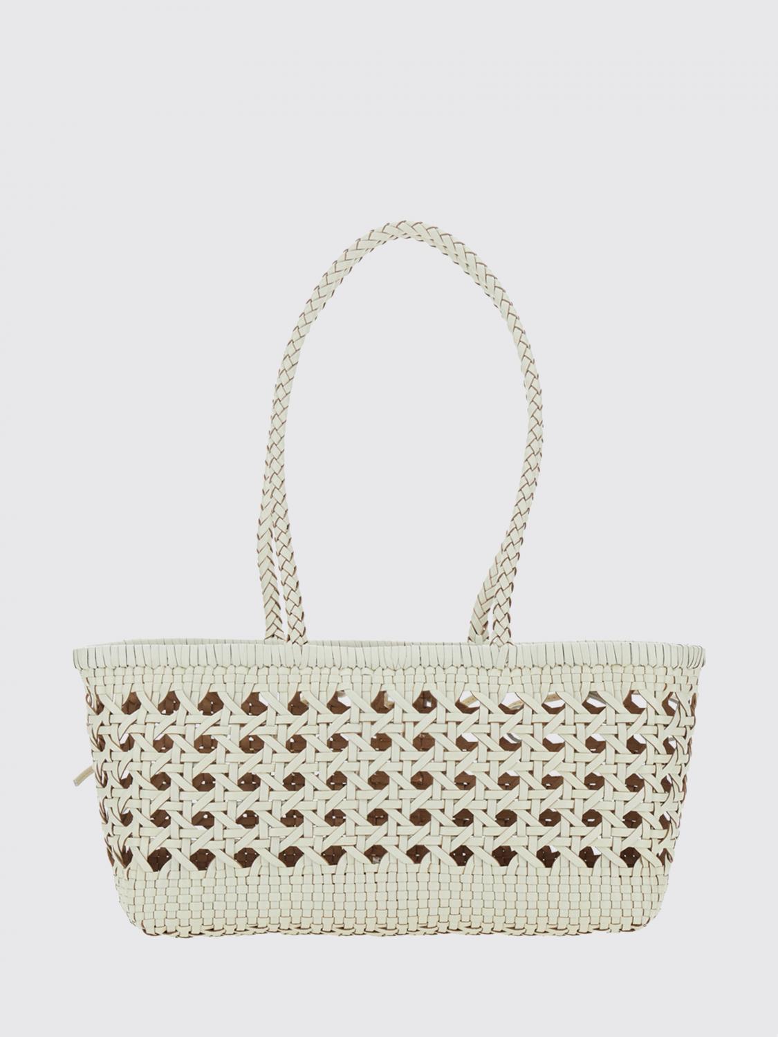 OSOI BORSA A SPALLA: Borsa a spalla OSOI in pelle riciclata intrecciata con doppio manico e fiocco, Bianco - Img 2