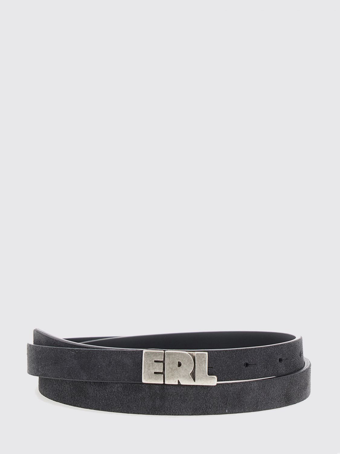 ERL CINTURÓN: Cinturón ajustable ERL de ante con hebilla de espiga metálica clásica, Negro - Img 1