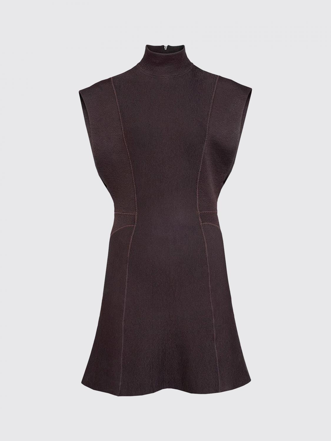 ALAÏA ABITO: Mini abito a tubino Alaïa in seta a collo alto senza maniche, Viola - Img 2