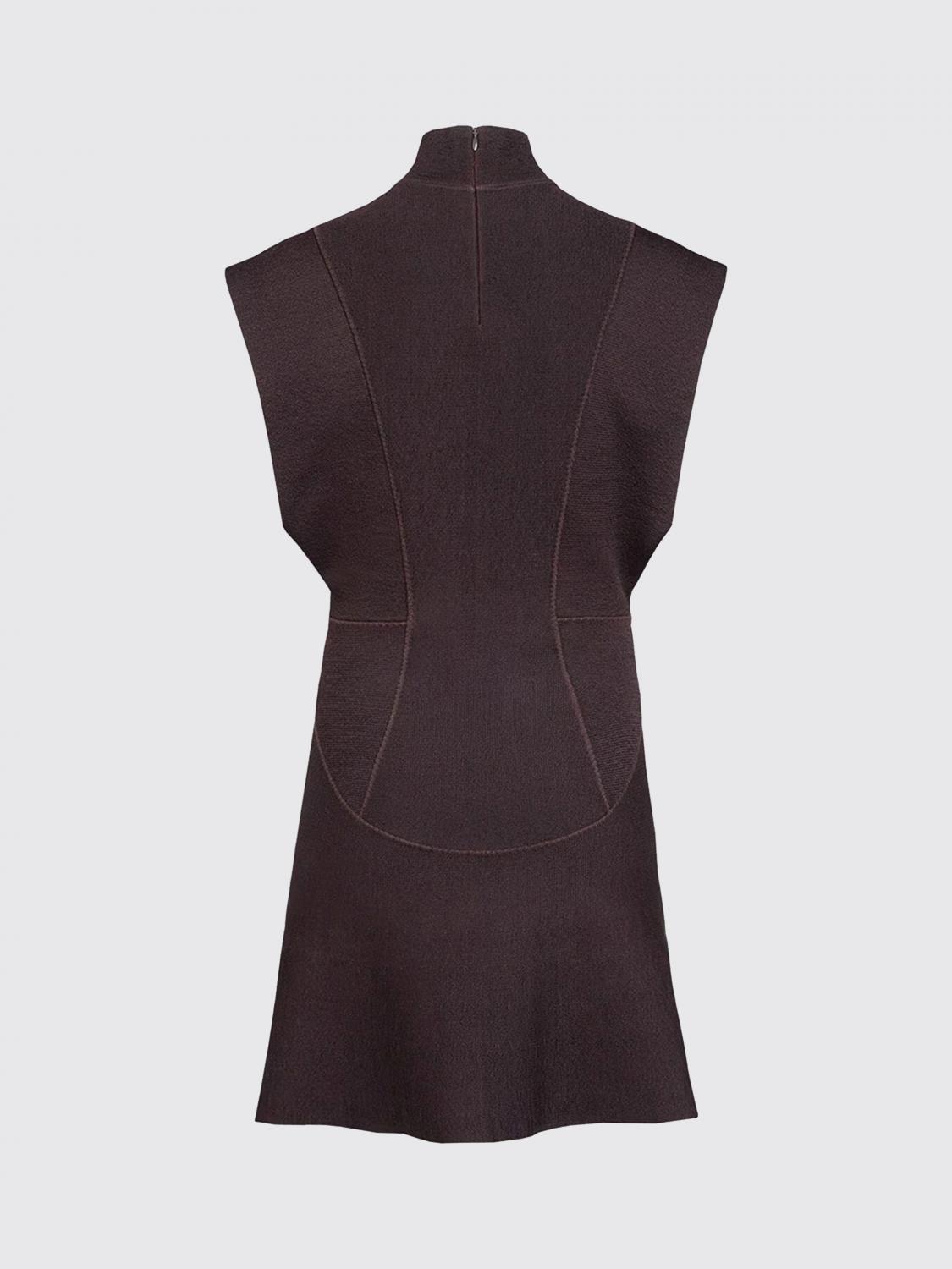 ALAÏA ABITO: Mini abito a tubino Alaïa in seta a collo alto senza maniche, Viola - Img 3