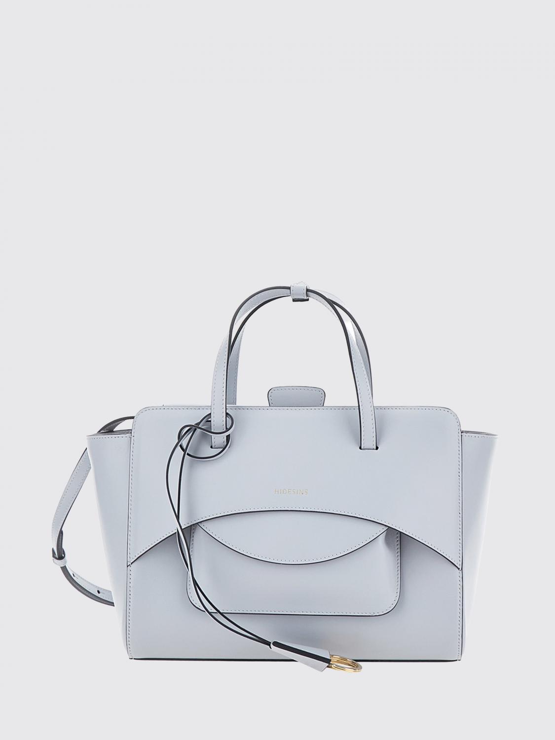 HELEN KAMINSKI BORSA A MANO: Borsa a mano media Flap Helen Kaminski in pelle di vitello liscia, Grigio - Img 1
