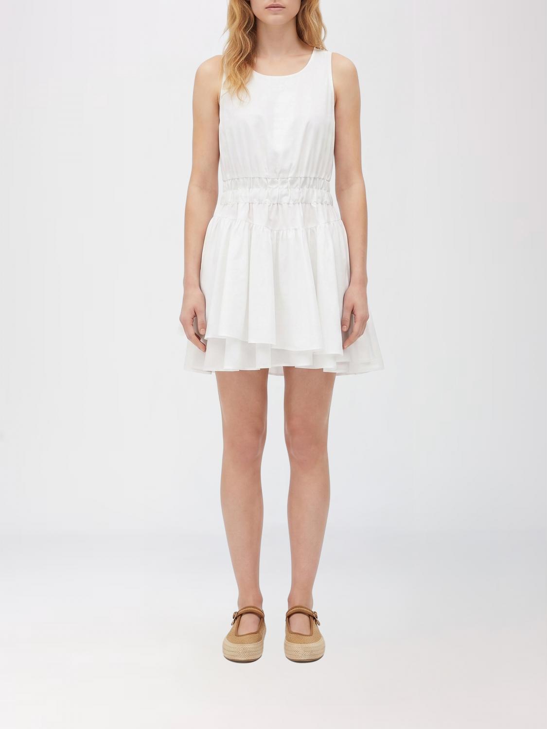LOEWE ABITO: Mini abito A-line Loewe in cotone con spalle scoperte e coulisse, Bianco - Img 1