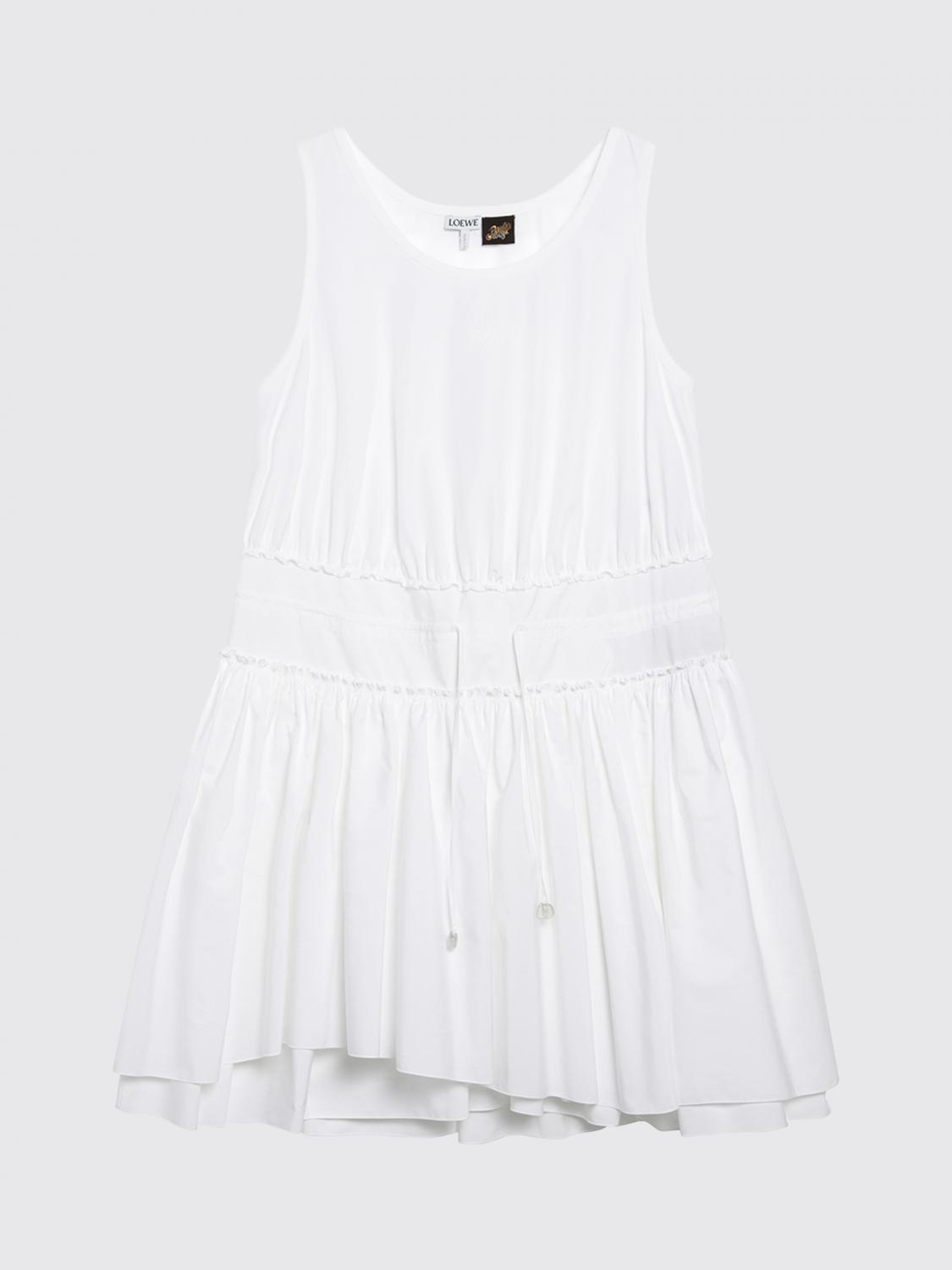 LOEWE ABITO: Mini abito A-line Loewe in cotone con spalle scoperte e coulisse, Bianco - Img 2
