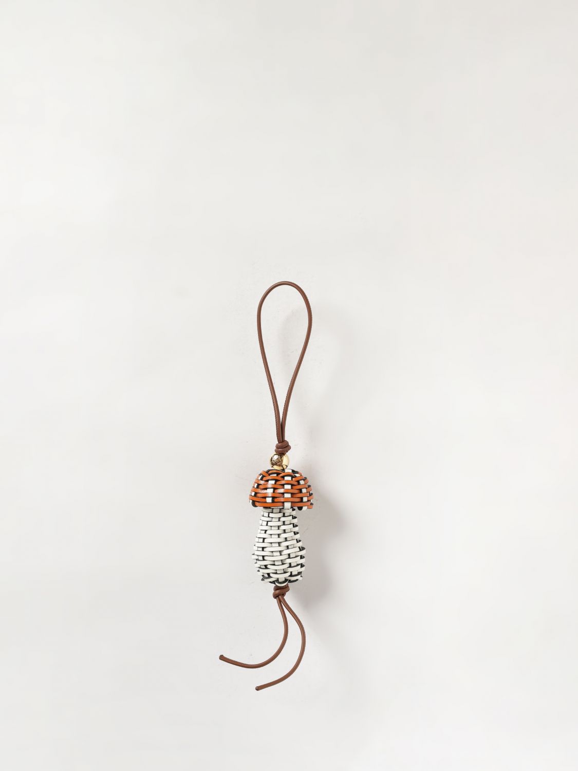 LOEWE PORTACHIAVI: Portachiavi Mushroom Loewe in pelle di vitello intrecciata bicolore con monogram, Fantasia - Img 1