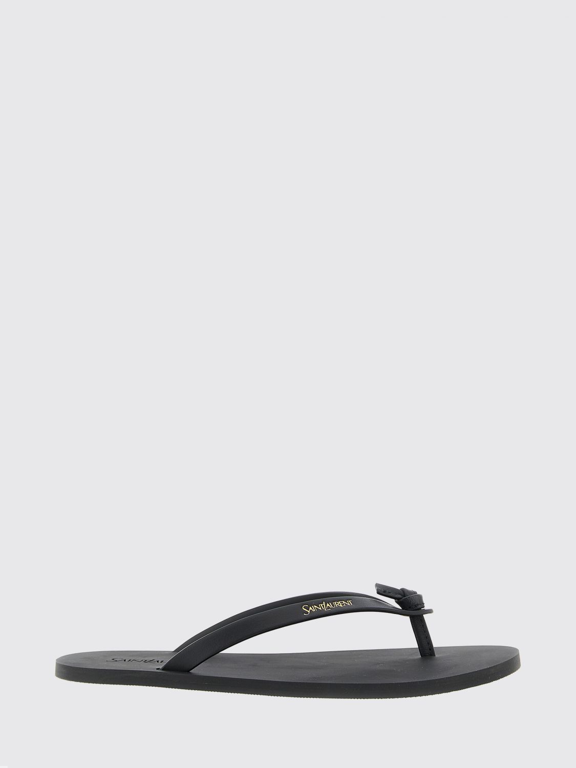SAINT LAURENT SANDALI CON TACCO: Sandali infradito Pool SAINT LAURENT in pelle di vitello liscia con tacco basso, Nero - Img 1