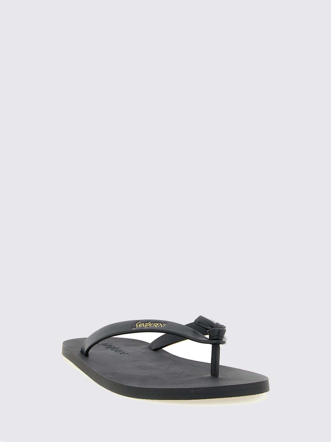 SAINT LAURENT SANDALI CON TACCO: Sandali infradito Pool SAINT LAURENT in pelle di vitello liscia con tacco basso, Nero - Img 2
