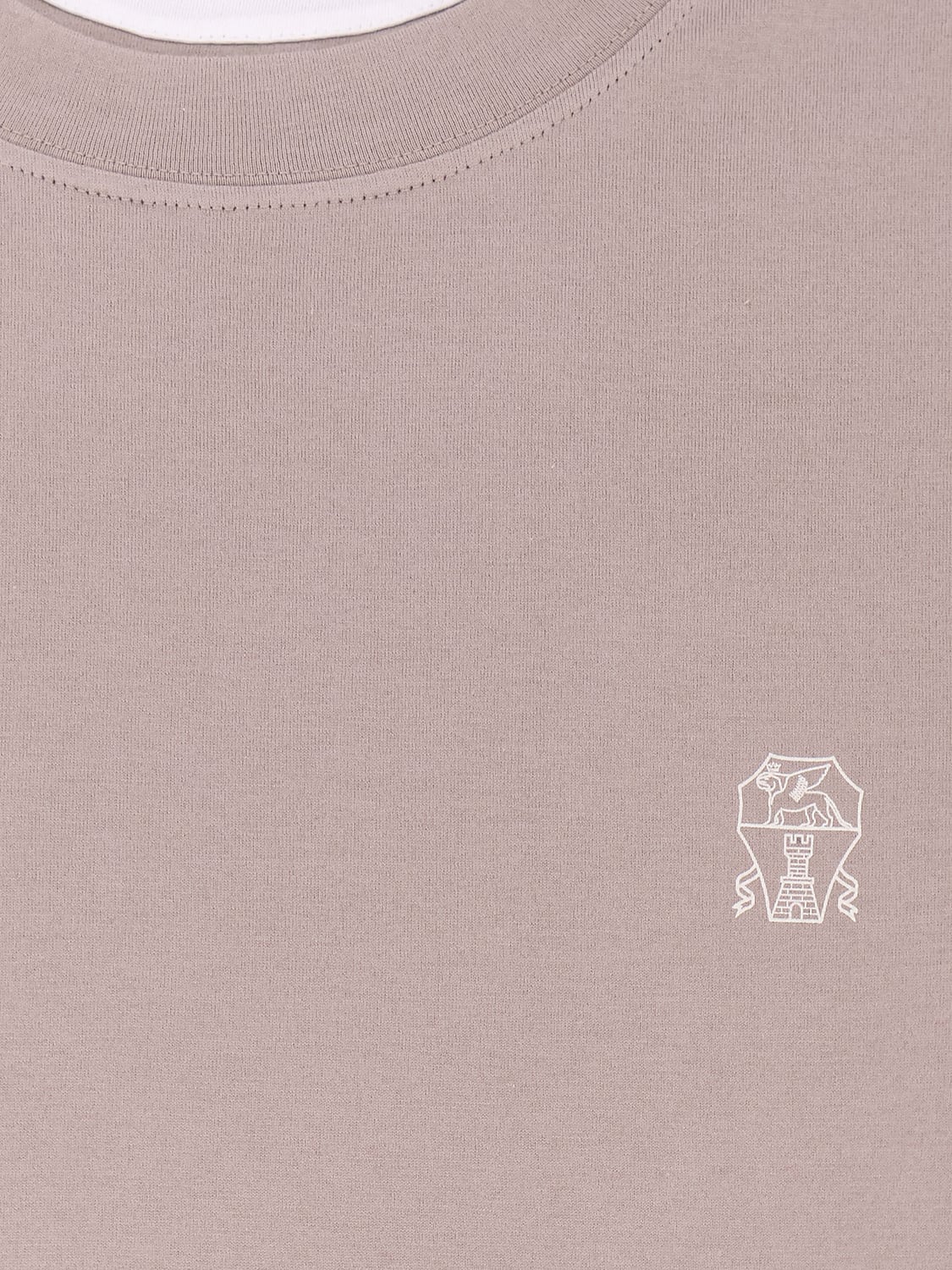 BRUNELLO CUCINELLI T-SHIRT: Brunello Cucinelli Baumwoll-T-Shirt mit Rundhalsausschnitt und Kontrastlogo, Weiss 1 - Img 4