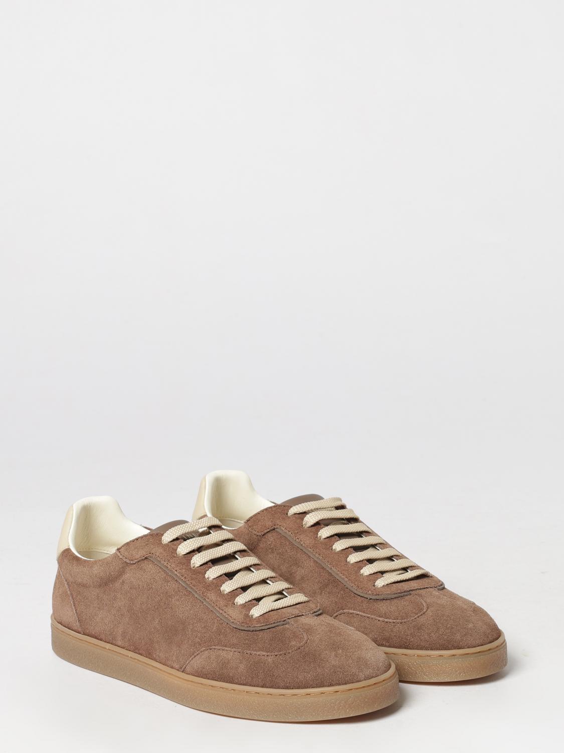 BRUNELLO CUCINELLI SNEAKERS: Sneakers basse Brunello Cucinelli in pelle di vitello scamosciata con logo, Avorio - Img 2