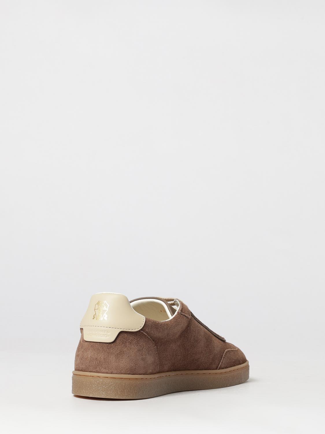 BRUNELLO CUCINELLI SNEAKERS: Sneakers basse Brunello Cucinelli in pelle di vitello scamosciata con logo, Avorio - Img 3