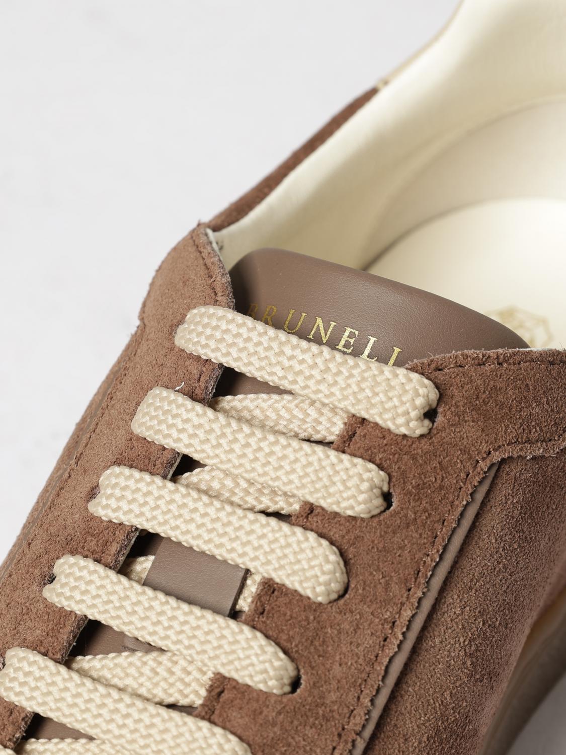 BRUNELLO CUCINELLI SNEAKERS: Sneakers basse Brunello Cucinelli in pelle di vitello scamosciata con logo, Avorio - Img 4