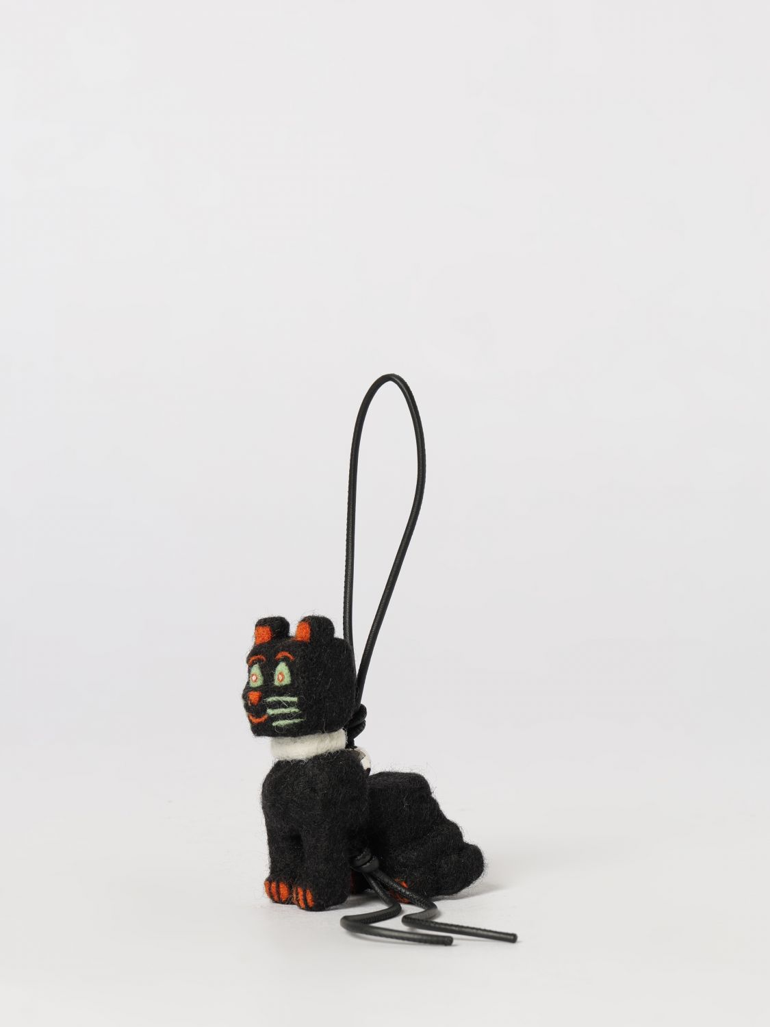 LOEWE キーホルダー: LOEWE Futurist Cat アニマルシェイプ ウールフェルト キーチェーン, ブラック - Img 1