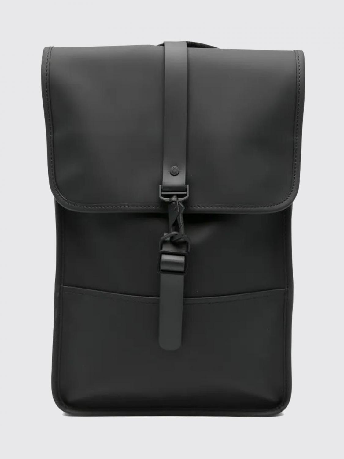 RAINS BACKPACK: Waterproof Polyester Backpack Rains with Carabiner Hook Closure, Black - Img 1