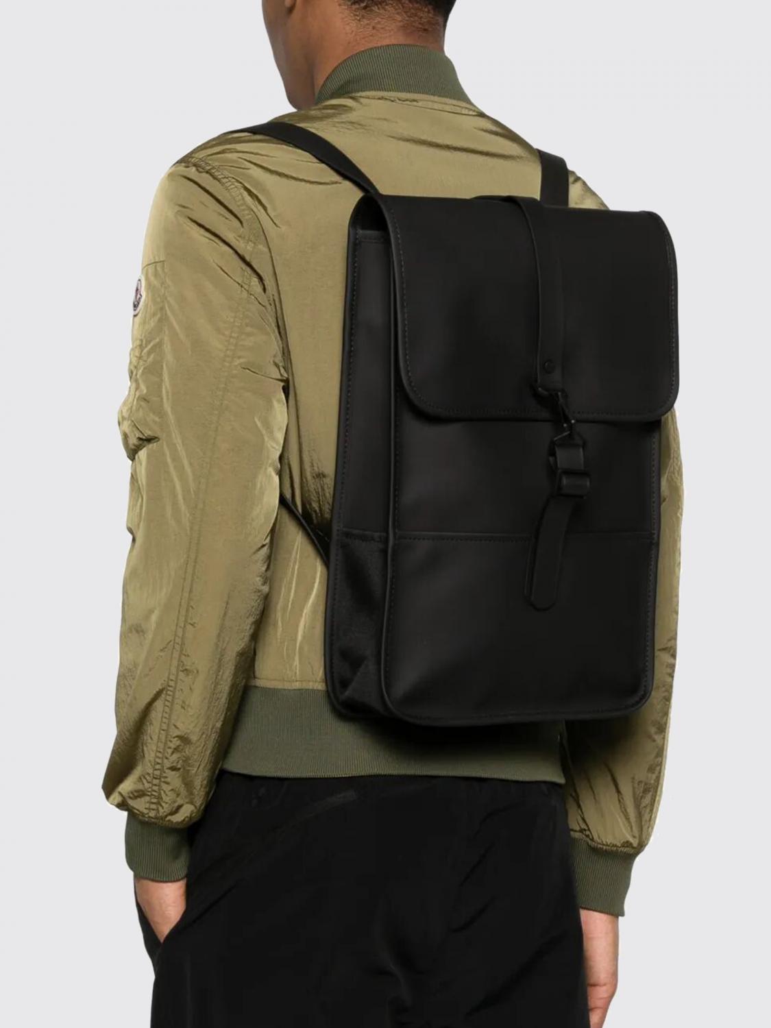 RAINS BACKPACK: Waterproof Polyester Backpack Rains with Carabiner Hook Closure, Black - Img 2