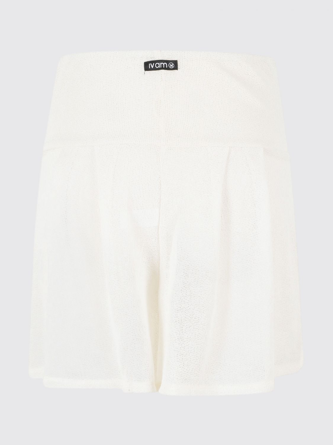 IV.AM PANTALONES CORTOS: Shorts IV.AM de talle alto en mezcla de algodón elástico, Blanco - Img 3