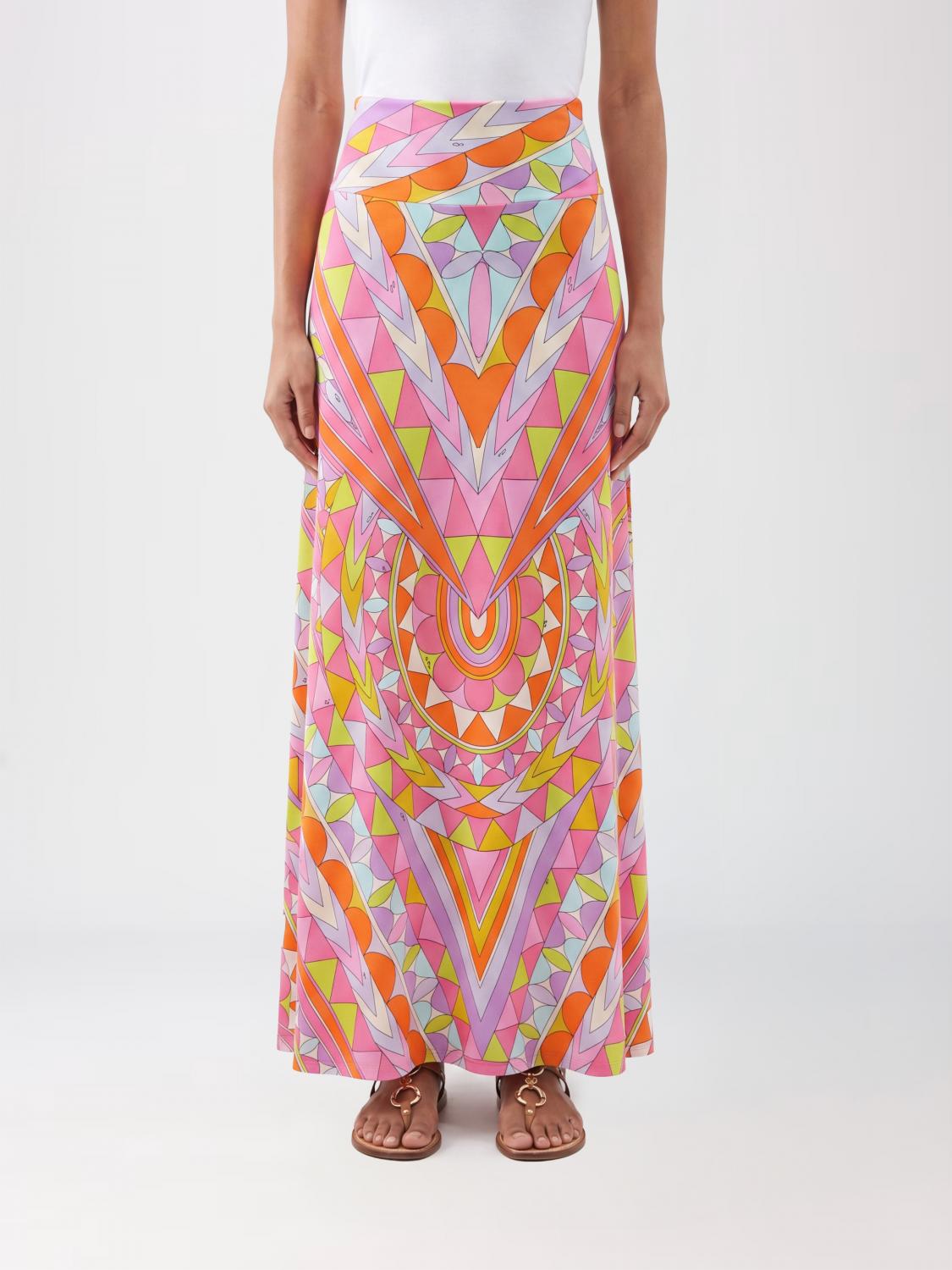 PUCCI GONNA: Gonna lunga Pucci in viscosa a vita alta con stampa astratta, Fantasia - Img 1