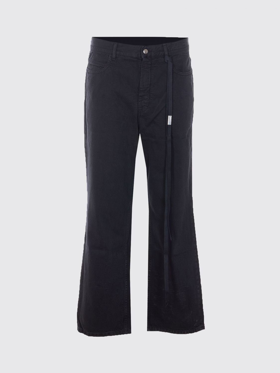ANN DEMEULEMEESTER JEANS: Vaqueros Michael Ann Demeulemeester de denim elástico y pernera recta, Negro - Img 2